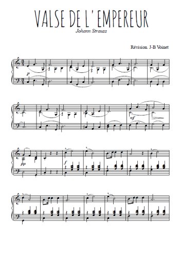 Téléchargez l'arrangement pour piano de la partition de Valse de l'empereur en PDF